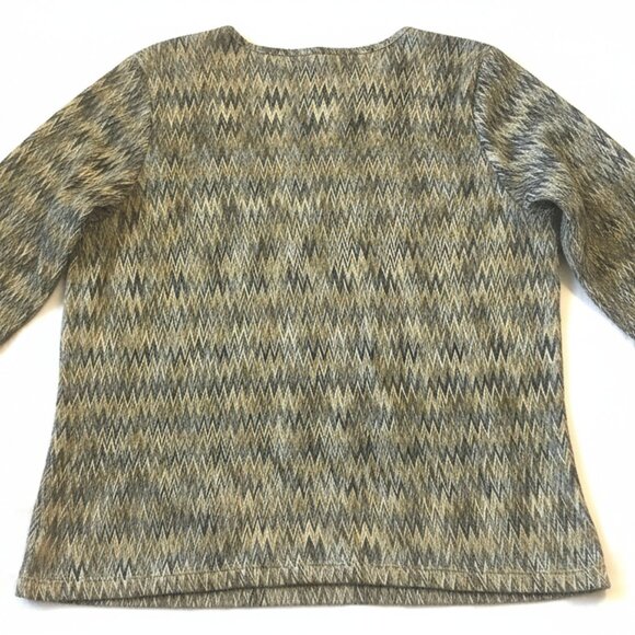 Venezia Jeans Open-Front Cardigan-Style Top 14/16 Green Chevron Lightweight - Picture 2 of 6